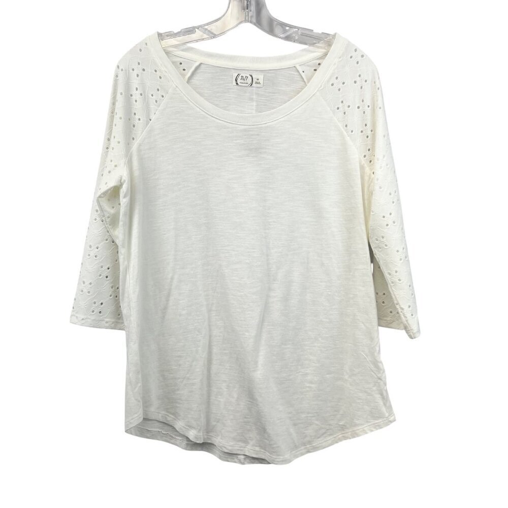 Maurices Womens 3/4 Sleeve Off White Top Size Medium New